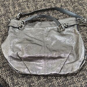 Coach Shimmering Silver Shoulder Bag